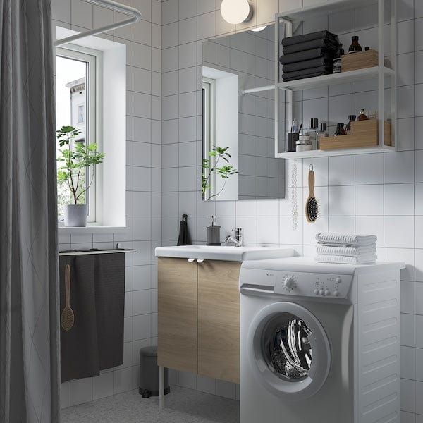 Ikea ENHET - Bathroom, white/oak effect,64x43x87 cm
