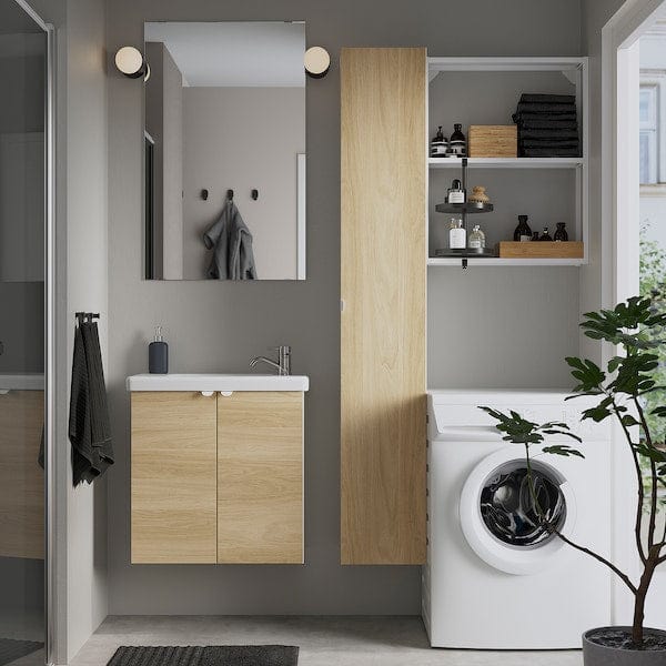 Ikea ENHET - Bathroom, white/oak effect,64x33x65 cm