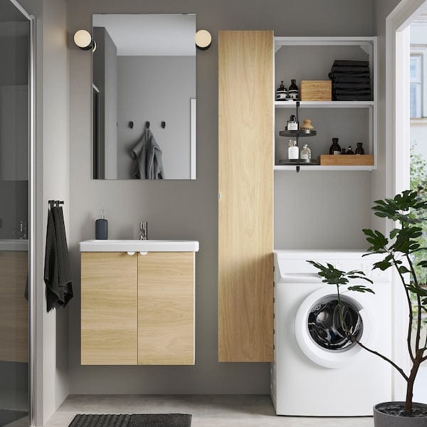 Ikea ENHET - Bathroom, white/oak effect,64x43x65 cm
