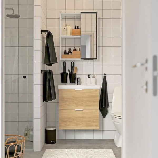 Ikea ENHET - Bathroom, white/oak effect,64x43x65 cm