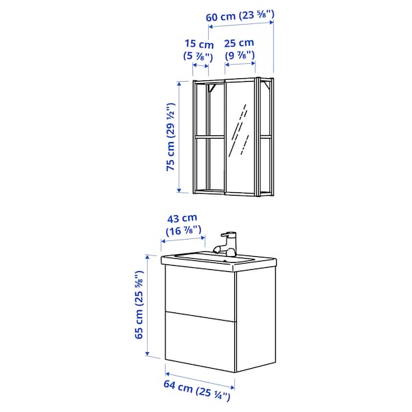 Ikea ENHET - Bathroom, white/oak effect,64x43x65 cm