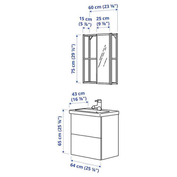 ENHET - Bathroom, white/oak effect,64x43x65 cm - best price from Maltashopper.com 59547381