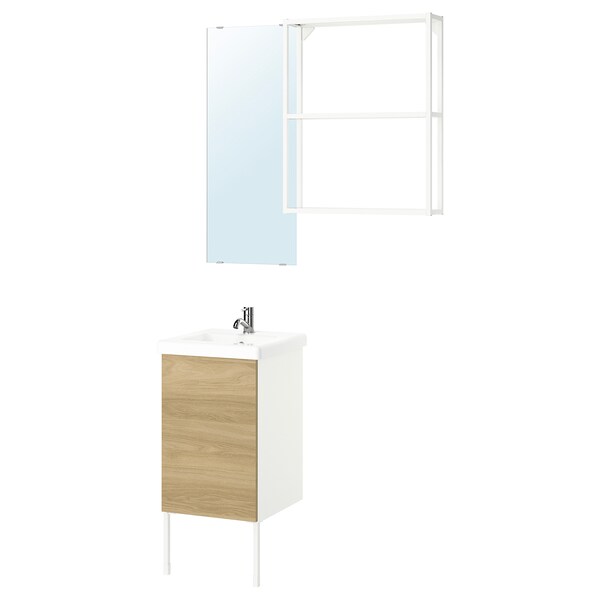 ENHET - Bathroom, white/oak effect,44x43x87 cm - best price from Maltashopper.com 59547135