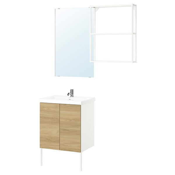 ENHET - Bathroom, white/oak effect,64x43x87 cm