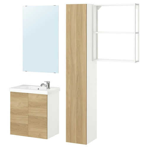 ENHET - Bathroom, white/oak effect,64x33x65 cm