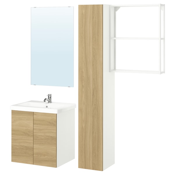 ENHET - Bathroom, white/oak effect,64x43x65 cm