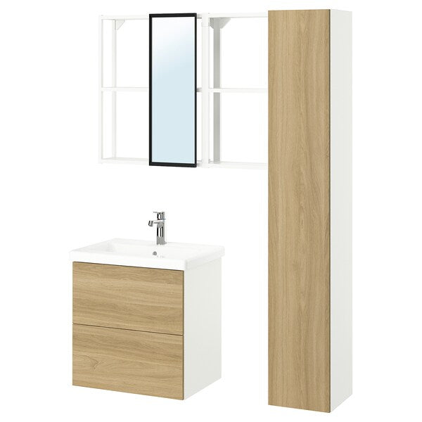 ENHET - Bathroom, white/oak effect,64x43x65 cm