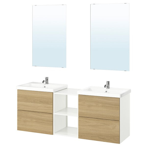 ENHET - Bathroom, white/oak effect,164x43x65 cm