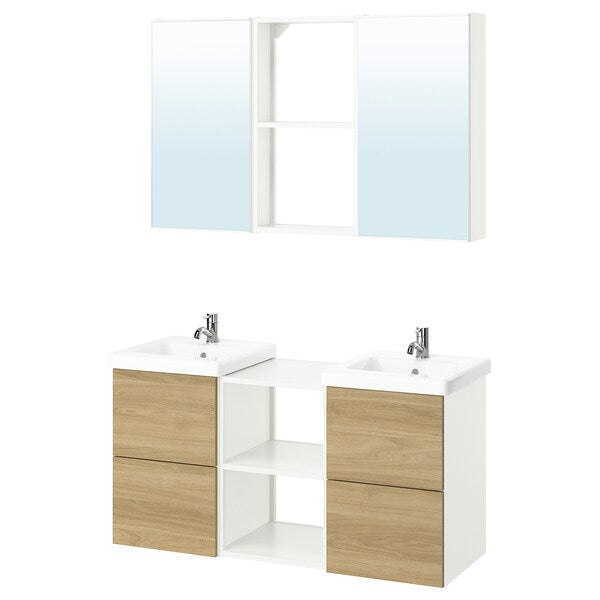 ENHET - Bathroom, white/oak effect,124x43x65 cm