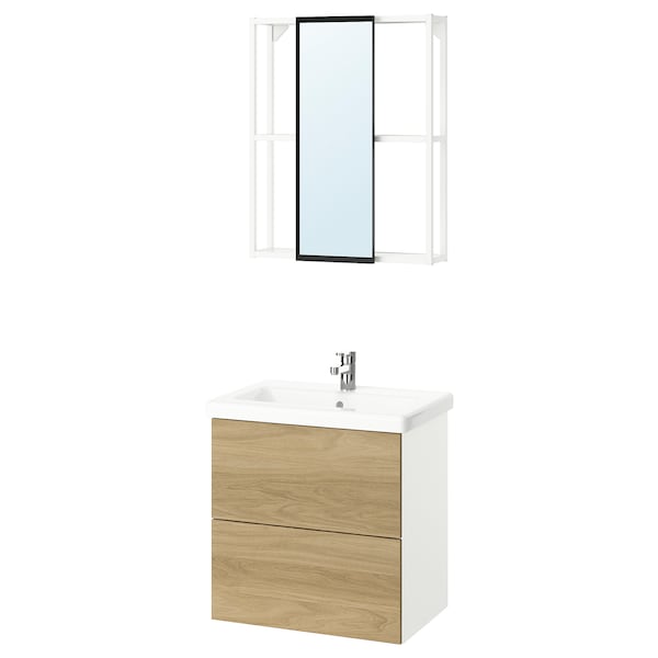 Ikea ENHET - Bathroom, white/oak effect,64x43x65 cm