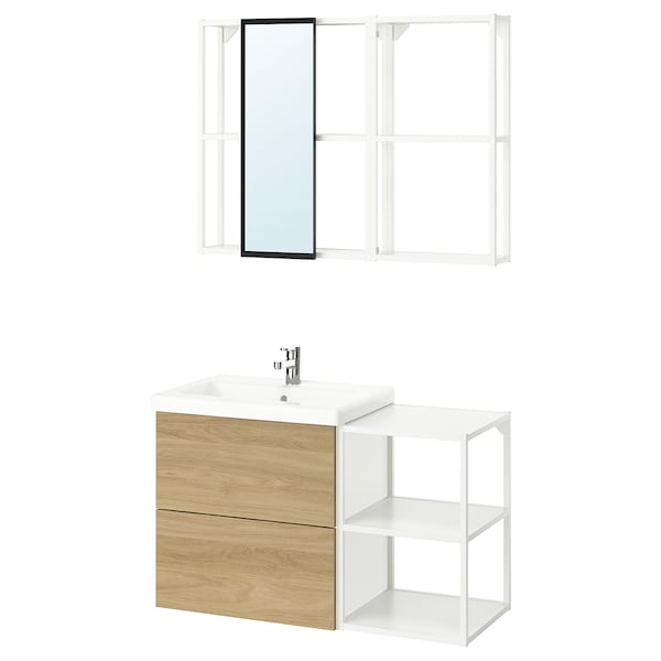 ENHET - Bathroom, white/oak effect,102x43x65 cm