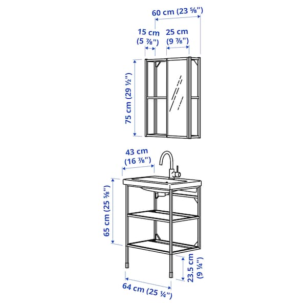 Ikea ENHET - Bathroom, white,64x43x87 cm