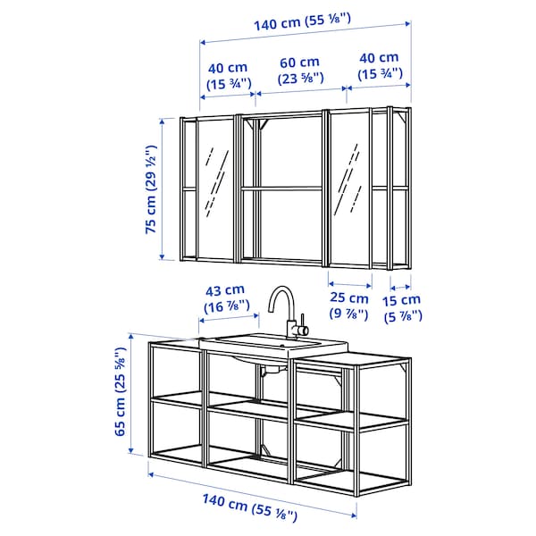 Ikea ENHET - Bathroom, white,140x43x65 cm