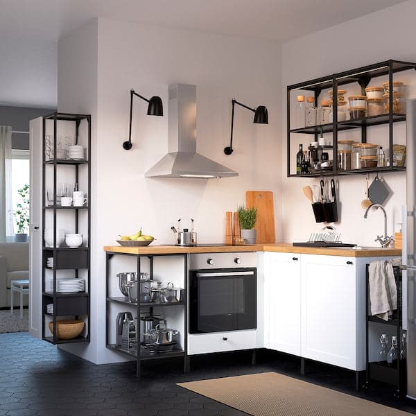 Ikea ENHET - Storage combination, anthracite/white frame, 60x32x180 cm