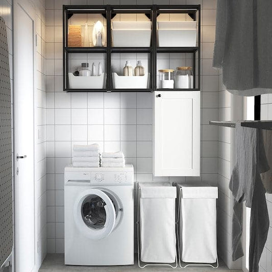 Ikea ENHET - Storage combination, anthracite/white frame, 120x32x150 cm