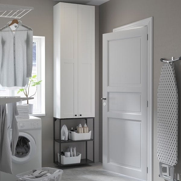 Ikea ENHET - Storage combination, anthracite/white frame, 60x32x255 cm