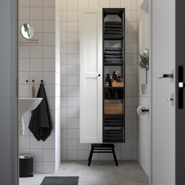 Ikea ENHET - Storage combination, anthracite/white frame, 60x32x180 cm