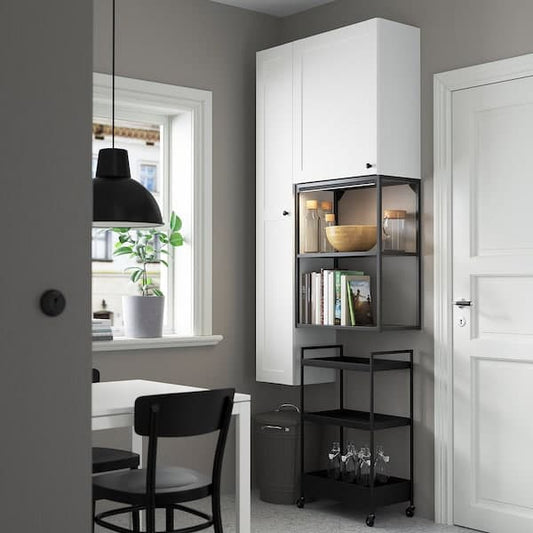 Ikea ENHET - Storage combination, anthracite/white frame, 90x32x180 cm