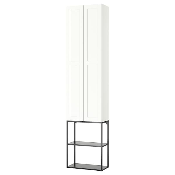 ENHET - Storage combination, anthracite/white frame, 60x32x255 cm