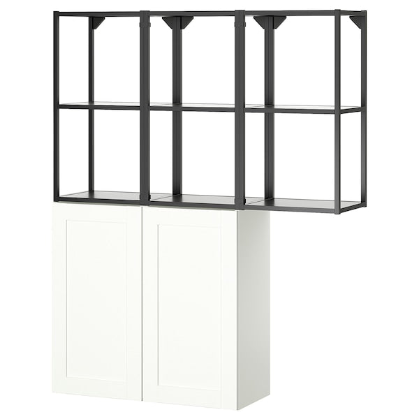 ENHET - Storage combination, anthracite/white frame, 120x32x150 cm - best price from Maltashopper.com 59547927