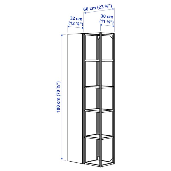Ikea ENHET - Storage combination, anthracite/white frame, 60x32x180 cm