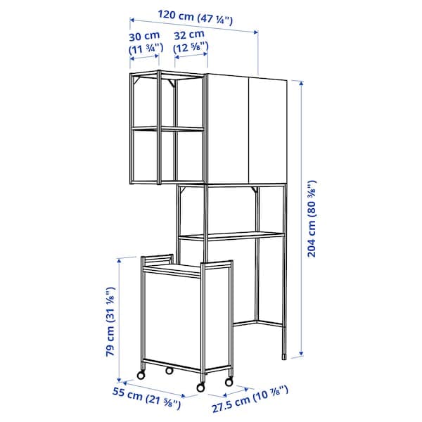 Ikea ENHET - Storage combination, anthracite/white, 120x32x204 cm