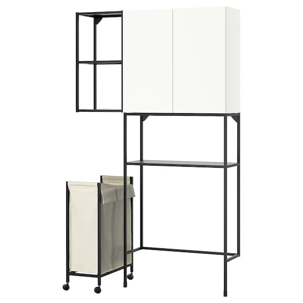 ENHET - Storage combination, anthracite/white, 120x32x204 cm