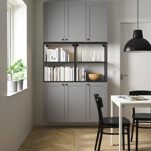 Ikea ENHET - Storage combination, anthracite/grey frame, 120x32x225 cm