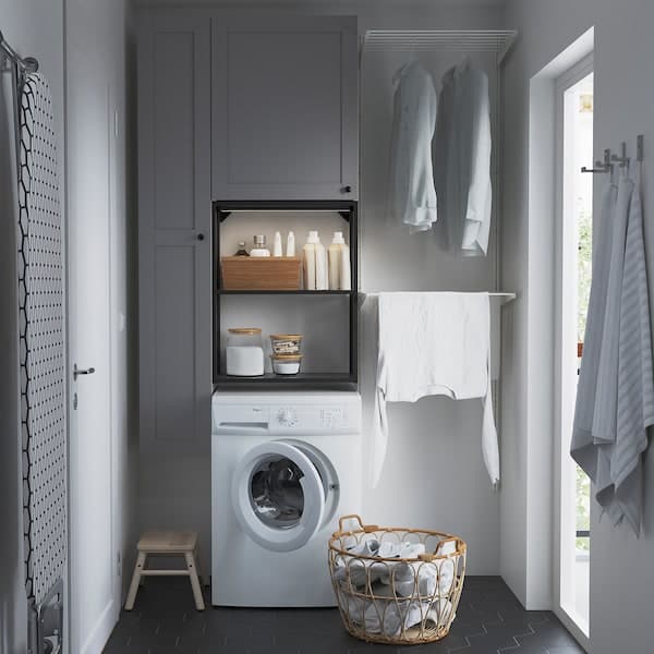 Ikea ENHET - Storage combination, anthracite/grey frame, 90x32x180 cm