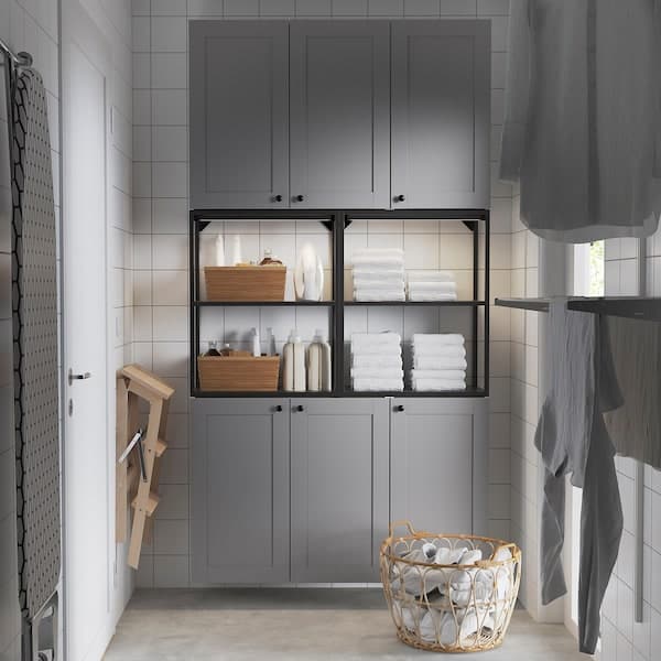 Ikea ENHET - Storage combination, anthracite/grey frame, 120x32x225 cm