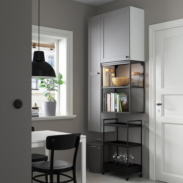 Ikea ENHET - Storage combination, anthracite/grey frame, 90x32x180 cm