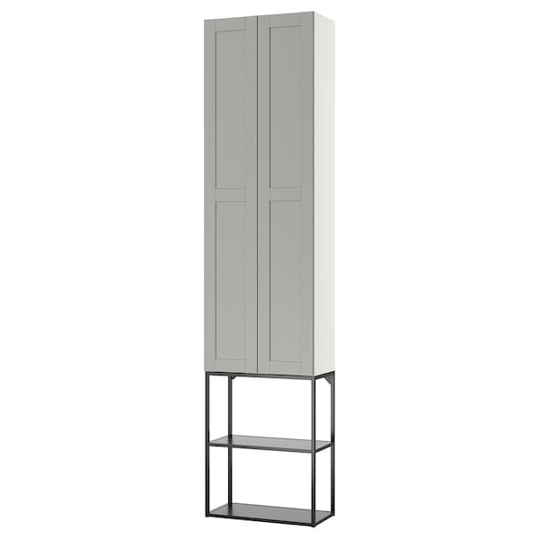 ENHET - Storage combination, anthracite/grey frame, 60x32x255 cm