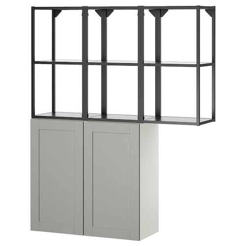 ENHET - Storage combination, anthracite/grey frame, 120x32x150 cm