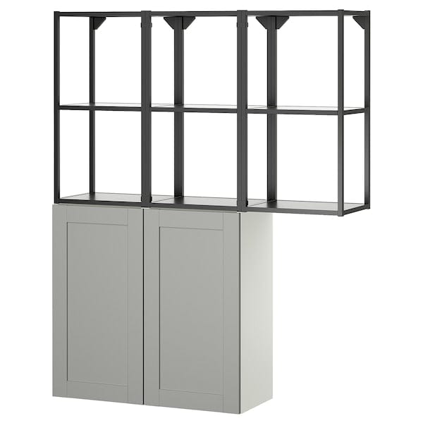 ENHET - Storage combination, anthracite/grey frame, 120x32x150 cm