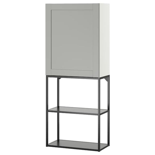 ENHET - Storage combination, anthracite/grey frame, 60x32x150 cm