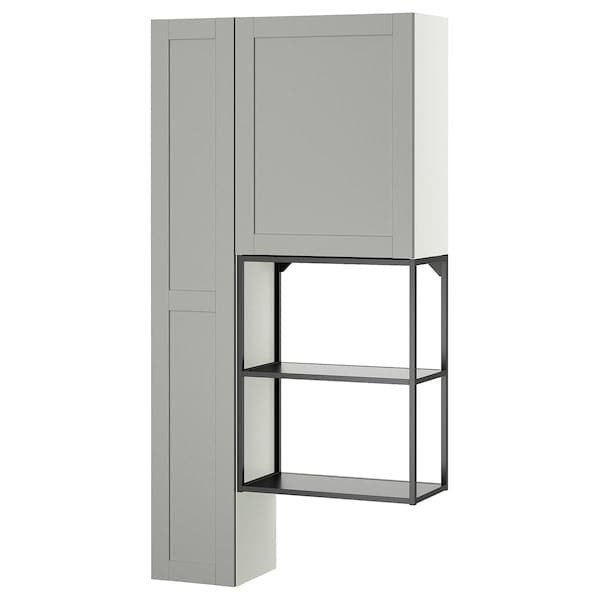 Ikea ENHET - Storage combination, anthracite/grey frame, 90x32x180 cm