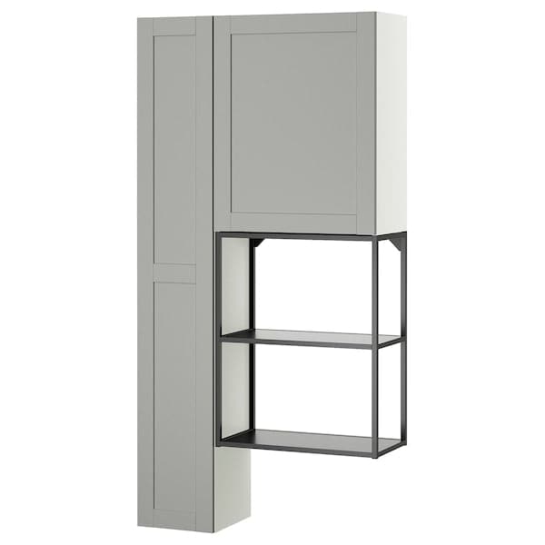 ENHET - Storage combination, anthracite/grey frame, 90x32x180 cm - best price from Maltashopper.com 89547916