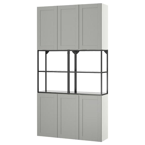 ENHET - Storage combination, anthracite/grey frame, 120x32x225 cm