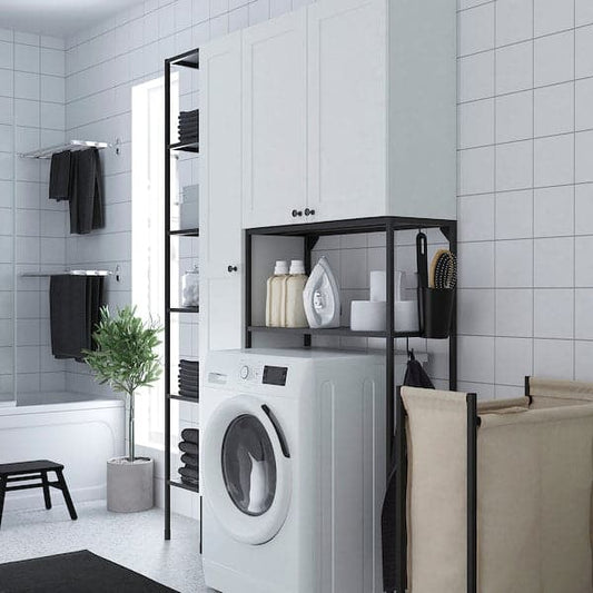 Ikea ENHET - Storage combination, anthracite/white frame, 140x32x204 cm
