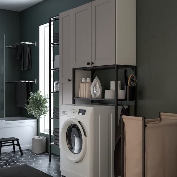 Ikea ENHET - Storage combination, anthracite/grey frame, 140x32x204 cm