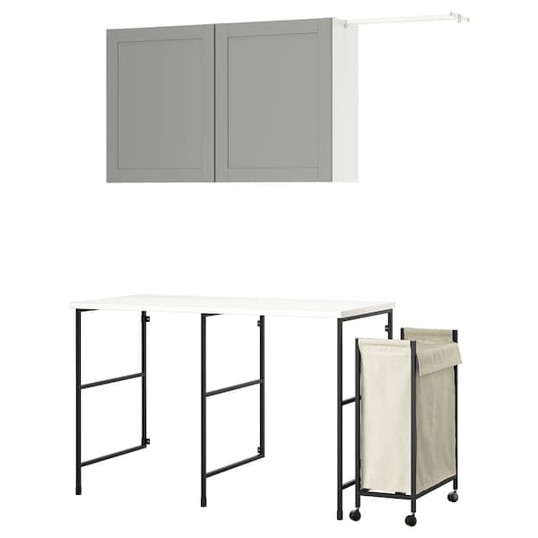 ENHET - Storage combination, anthracite/grey frame, 139x63.5 cm