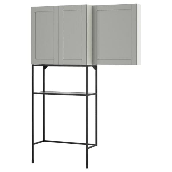 ENHET - Storage combination, anthracite/grey frame, 140x32x204 cm