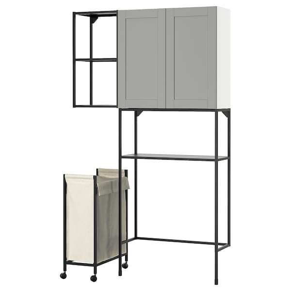 ENHET - Storage combination, anthracite/grey frame, 120x32x204 cm