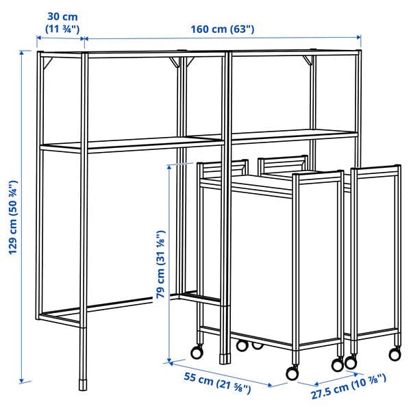 Ikea ENHET - Storage combination, anthracite, 160x30x129 cm