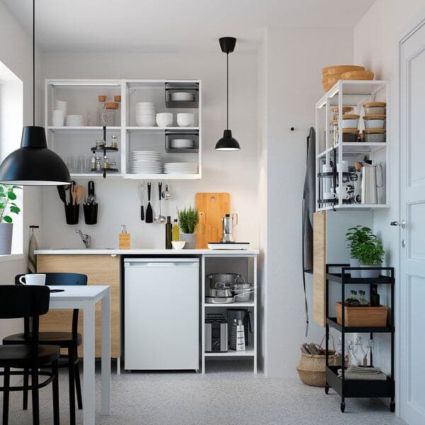 Ikea ENHET - Storage combination, white/oak effect, 80x32x150 cm