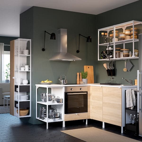 Ikea ENHET - Storage combination, white/oak effect, 60x32x180 cm