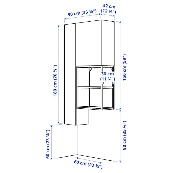 Ikea ENHET - Storage combination, white/oak effect, 90x32x180 cm