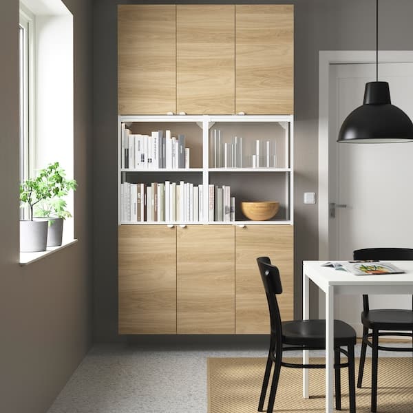 Ikea ENHET - Storage combination, white/oak effect, 120x32x225 cm