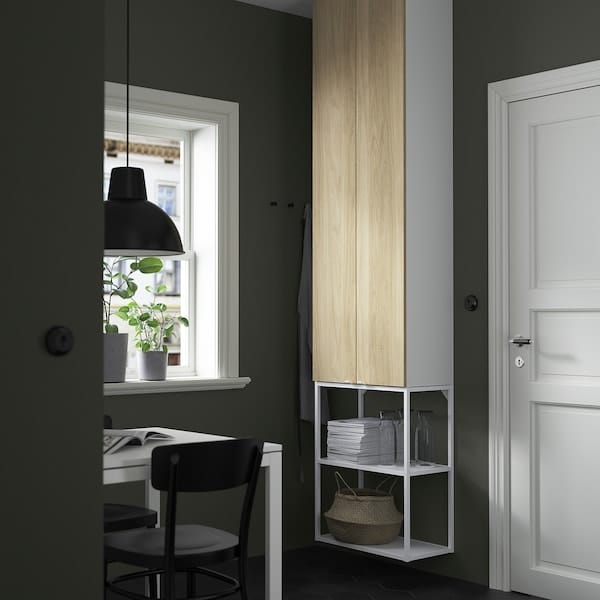 Ikea ENHET - Storage combination, white/oak effect, 60x32x255 cm