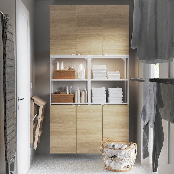 Ikea ENHET - Storage combination, white/oak effect, 120x32x225 cm